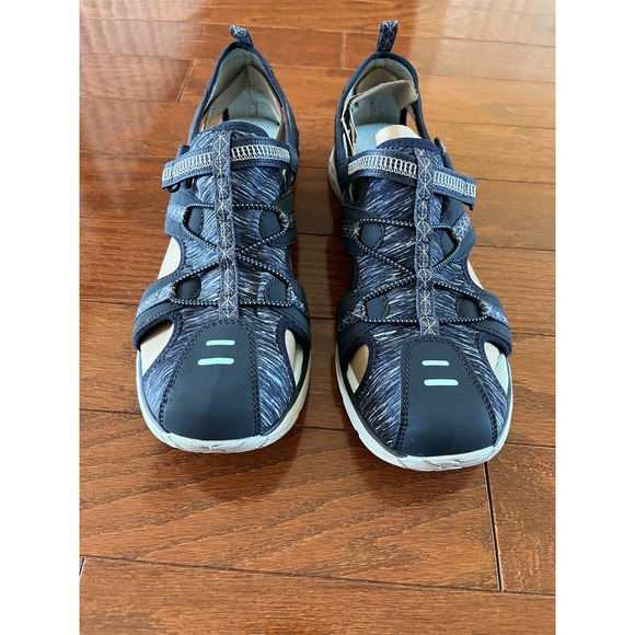 Dr Scholls Sandals Womens 11 M Andrews Fisherman Closed Toe Flats Gray Fabric - Picture 6 of 11